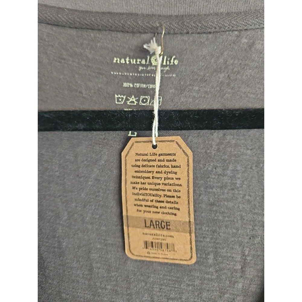 Natural Life Women's Large Oversized V Neck Cotton Jumpsuit  Pockets NWT - Picture 3 of 3